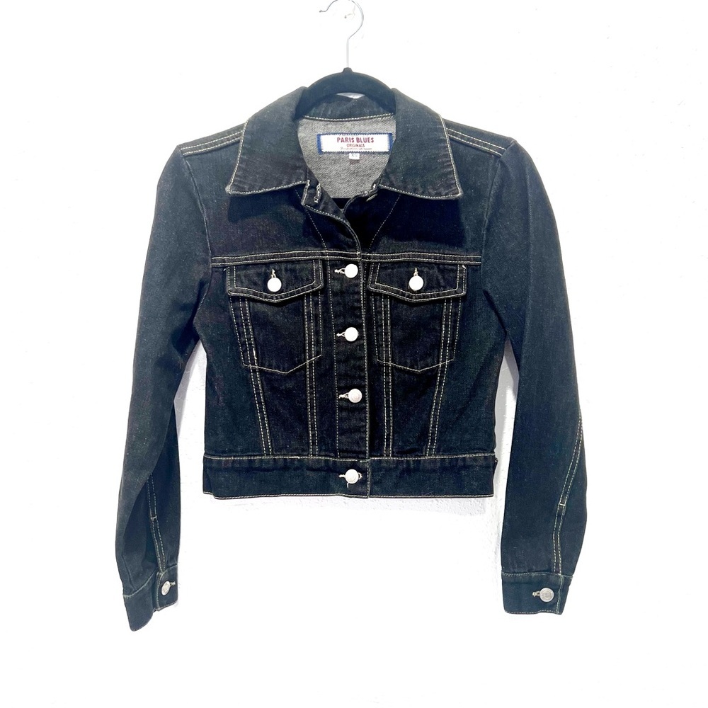Paris Blues vintage Black Cropped Jean Jacket Classic Style XS